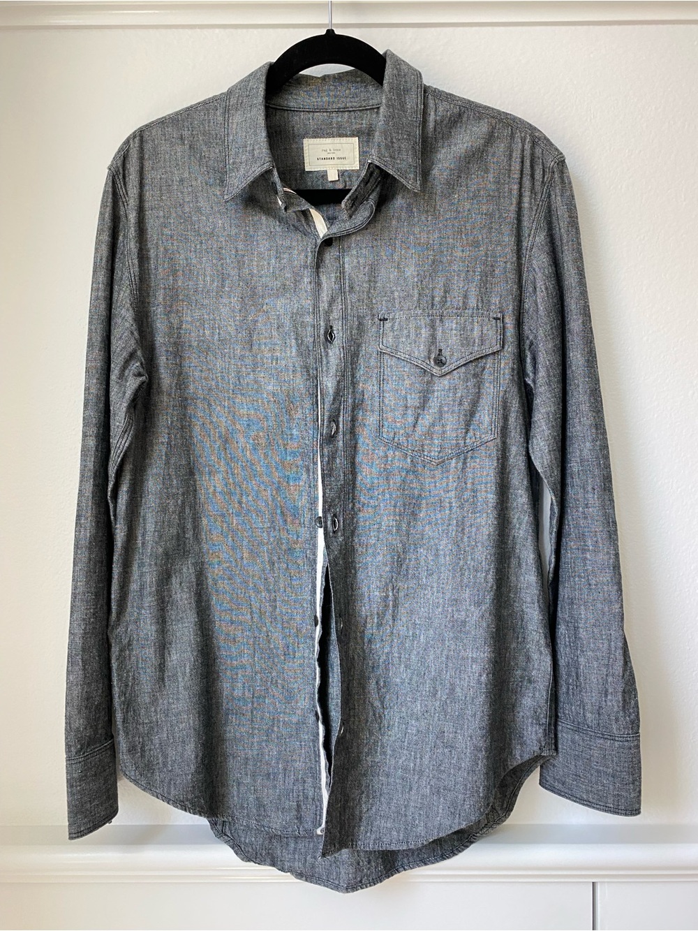Rag & Bone Standard Issue Men's Black Chambray Button-Down Shirt